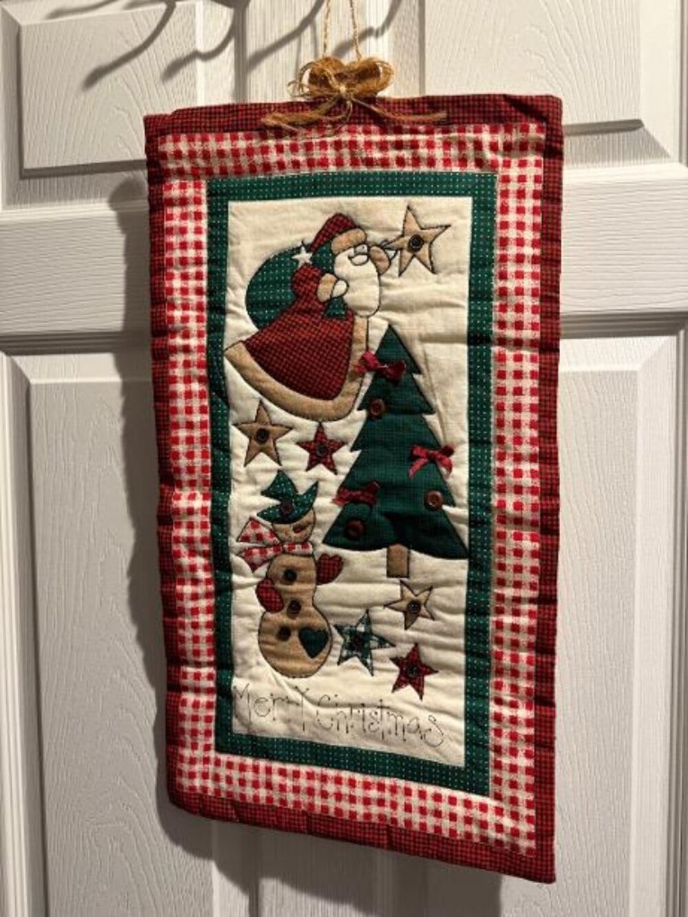 Merry Christmas Quilted & Applique Santa Wall Hanging Handmade